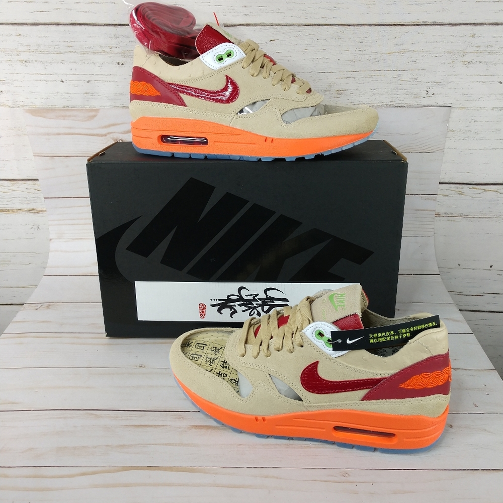 Nike Air Max 1 x CLOT Kiss Of Death Red Orange Blaze Sneakers